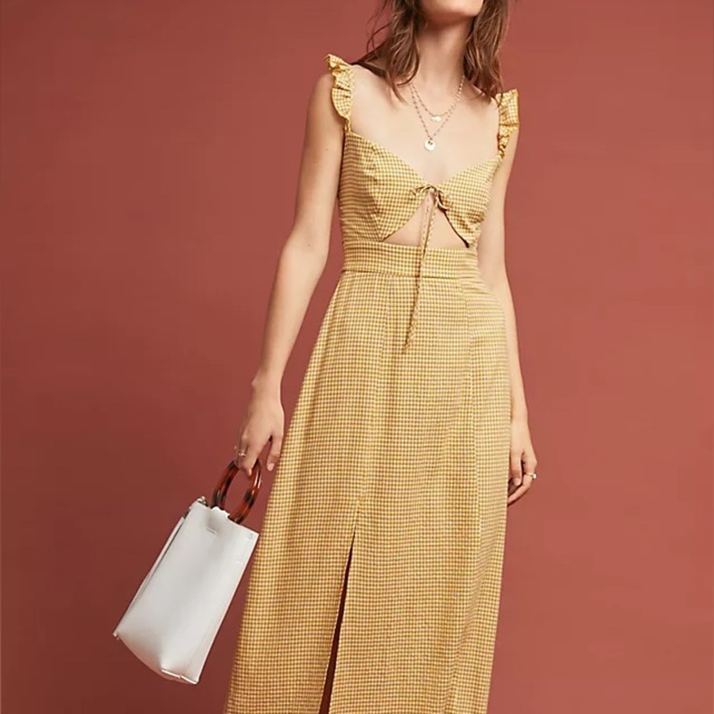 anthropologie “nia gingham maxi dress”